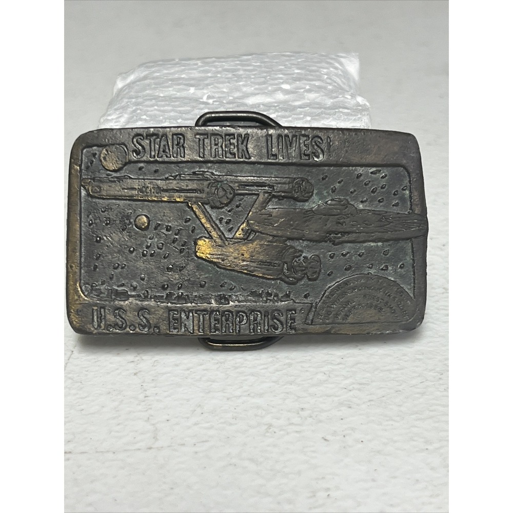 Vintage 1966 Star Trek Lives U.S.S. Enterprise Belt Buckle Tiffany Studio N.Y.